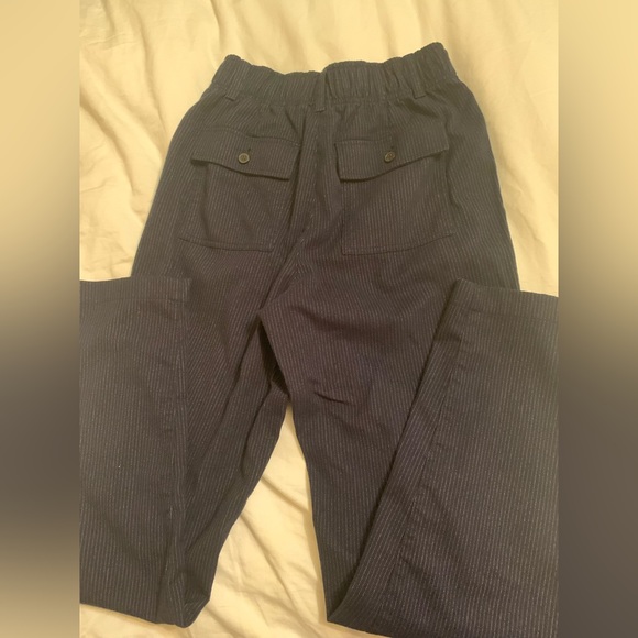 Gap soft warm dark blue pin stripe pants with stretchy waist; business casual - Picture 3 of 3